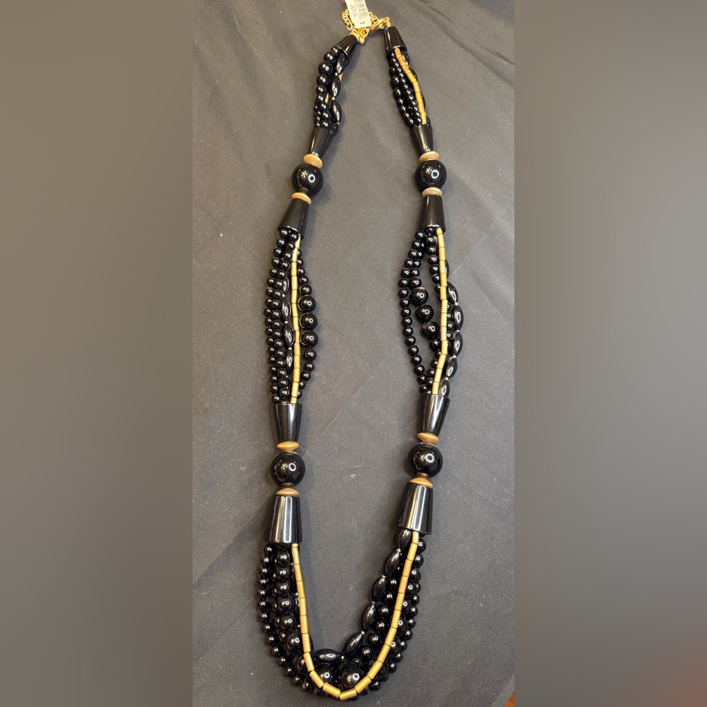Nwt Chicos Terah Black And Gold Beaded Necklace 25$